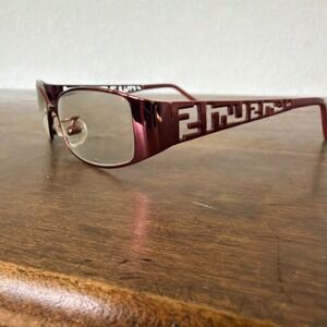 Vintage Fendi F662 Burgundy FF Logo Eyeglass Frames Italy w/ Clam Shell Case Y2K